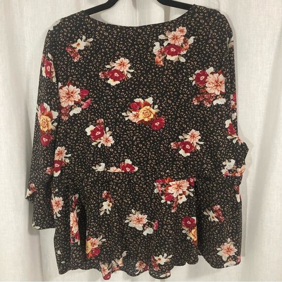 Torrid sheer floral print animal print 3/4 sleeve maximalist top peplum size 3X - Picture 5 of 7
